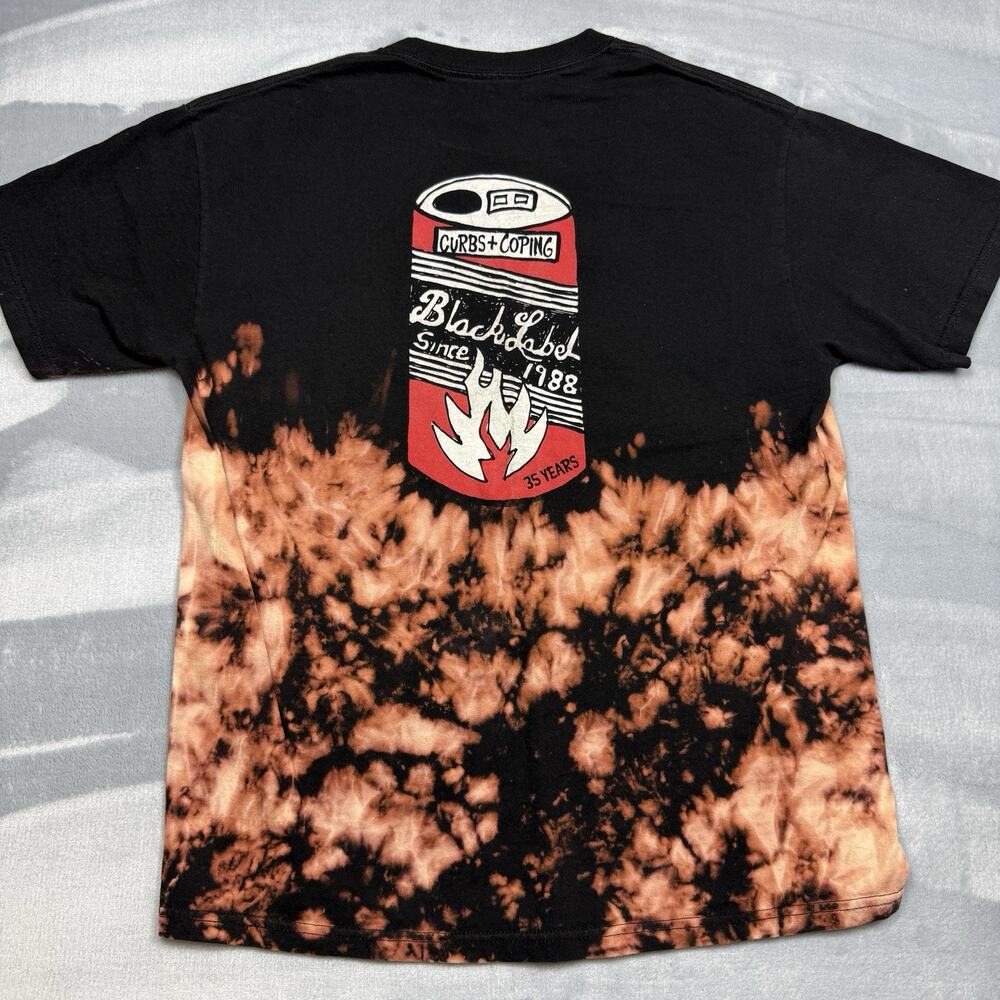 Black Label Skateboards 35 Years Custom Bleach Tie Dye T Shirt L Skate Curbs